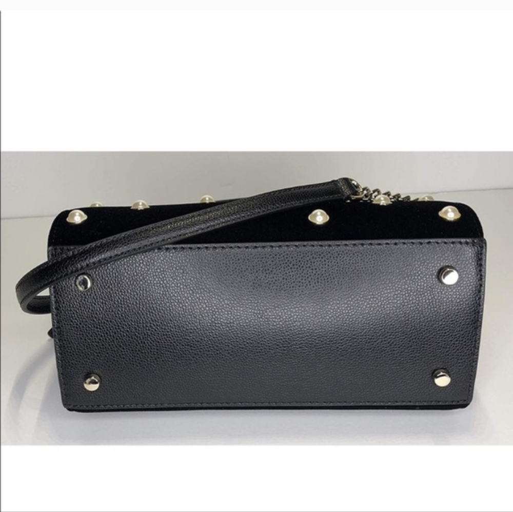 EUC Kate Spade New York Reily Laurel Way Blk Velvet Pearl Stud Crossbody Handbag - Picture 6 of 10